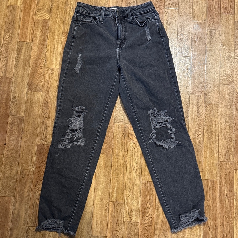SO Black Distressed Straight Leg Jeans